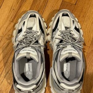 Balenciaga Chunky Track Sneaker in White, Gray and Black